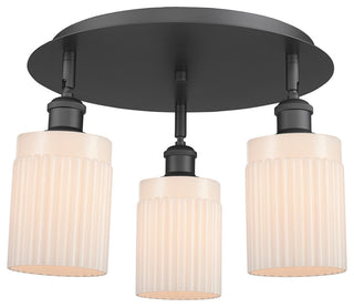 Hadley-3 Light 16" Flush Mount-Matte Black, Matte White Glass Shade