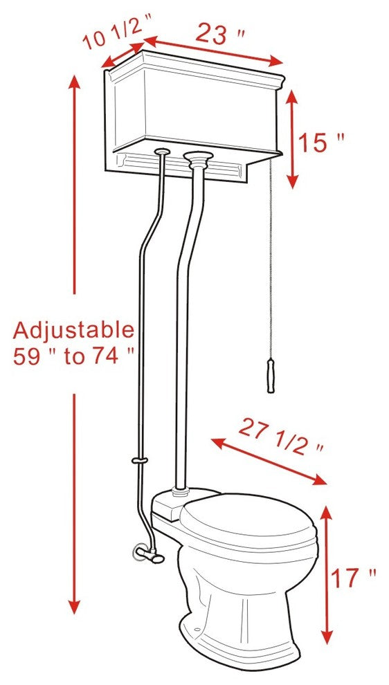 Dark Oak Flat High Tank Toilet with Elongated Bowl and Z-Pipe Renovators Supply