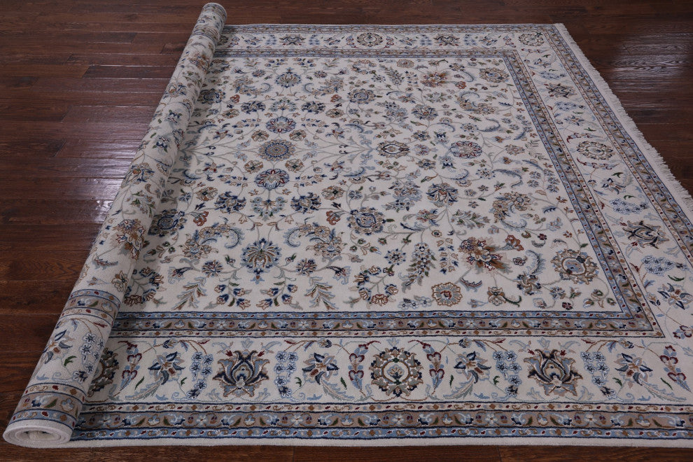 Persian Nain Wool and Silk Hand-Knotted Rug 7' 11" X 10' 4" Q9306
