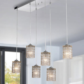 Aldubon Chrome 6-Light Chandelier With Diamond Crystal Shades, Adjustable
