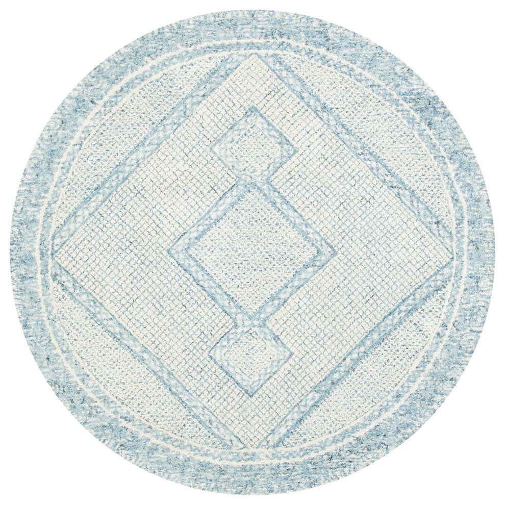 Safavieh Couture Abstract Collection, ABT345 Rug, Ivory/Blue, 6' Round