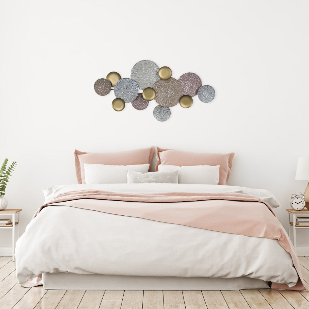 Pink and Gold Metal Plate Wall D"cor