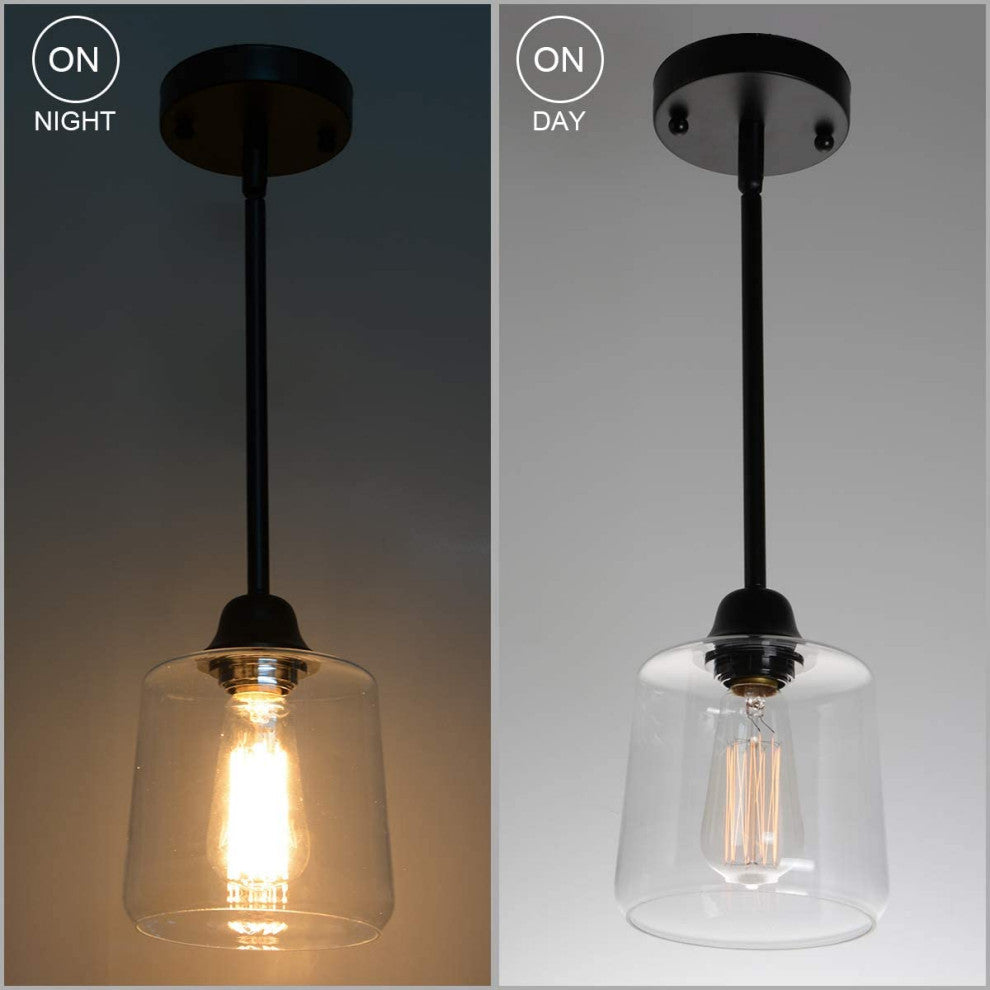 Black Glass Pendant Lamp Vintage Farmhouse Pendant Light Fixture