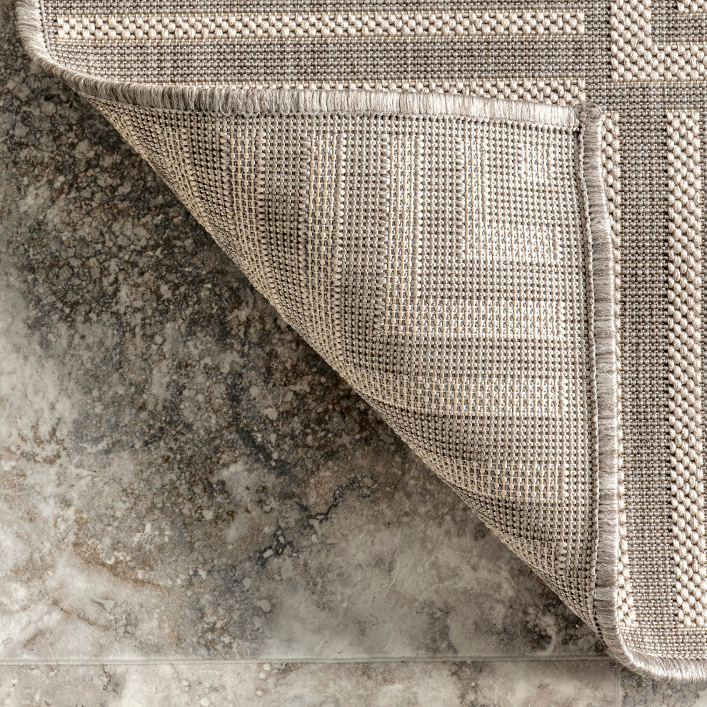 Nuloom Asha Simple Border Indoor/Outdoor Area Rug, Light Grey 2'x8'