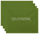 18"x14" Happiness, Word Print Placemat, Green, Set of 4