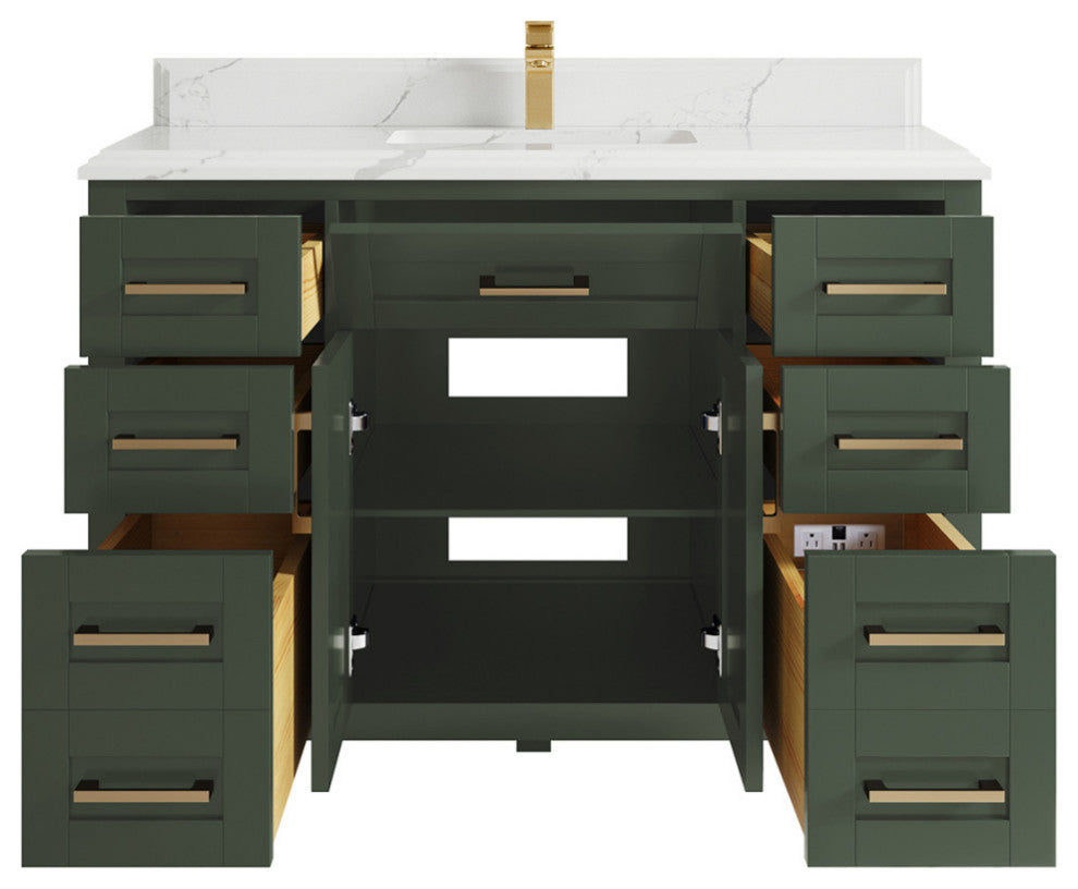 Cambridge 48 Single Sink Bath Vanity in Pewter Green 1.5" Calacatta Laza