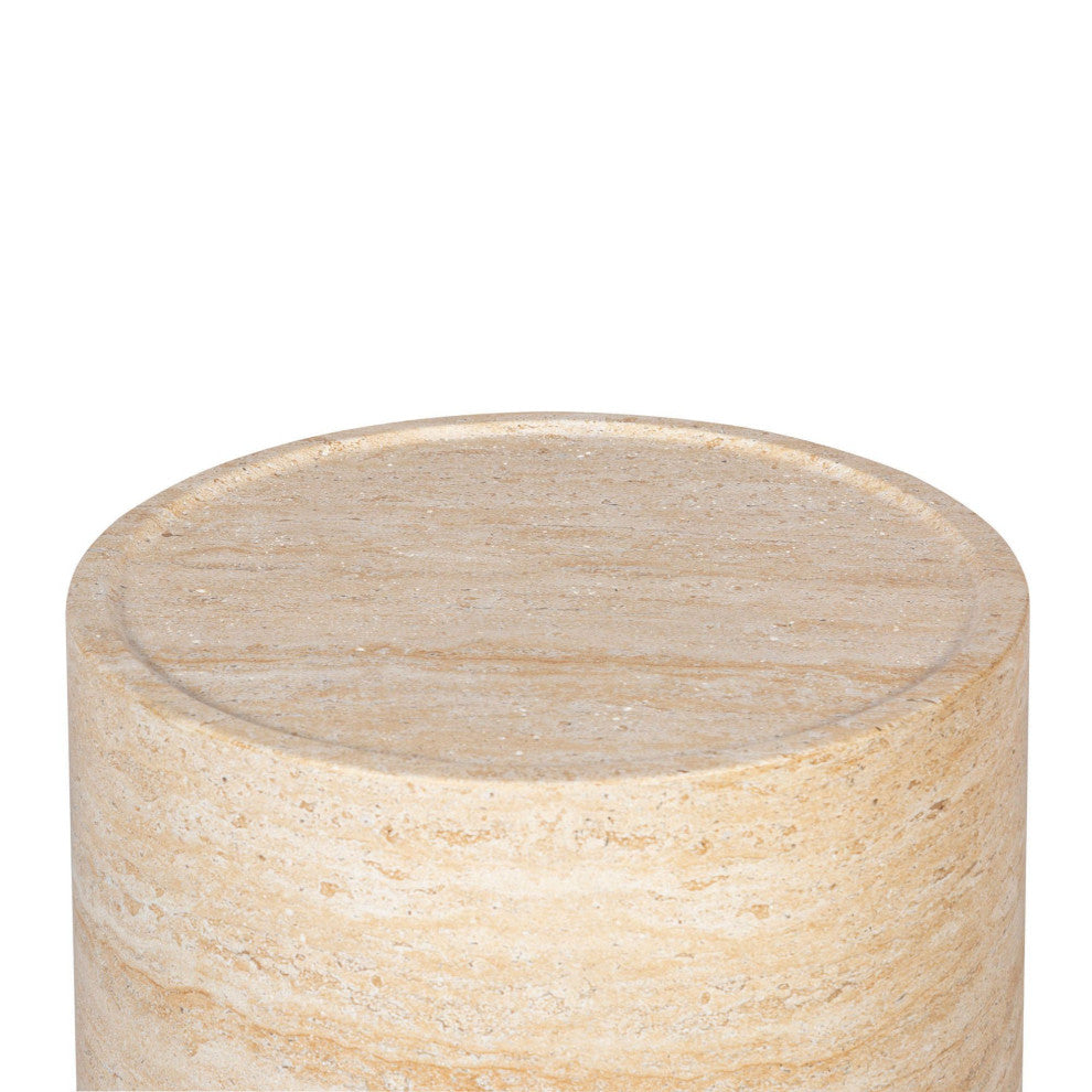Courtyard Concrete Side Table, Light Travertine