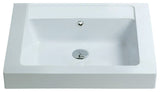 ADM Rectangular Countertop Stone Resin Sink, White, 24", Matte White
