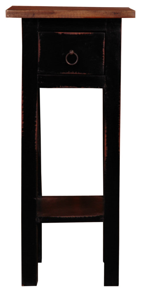 Sunset Trading Cottage Narrow Side Table, Antique Black, Raftwood