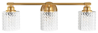 Modern 3-Light Bathroom Vanity Light with Textured Cylinder Glass Shade