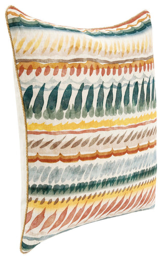 Cetara 22" Belgian Linen Fabric Multi-Color Throw Pillow