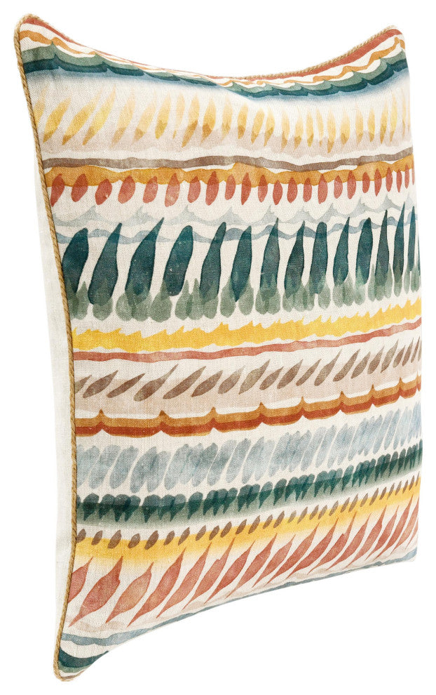 Cetara 22" Belgian Linen Fabric Multi-Color Throw Pillow