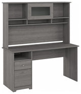 Cabot 60W Computer Desk with Hutch in Modern Gray - Engineered Wood