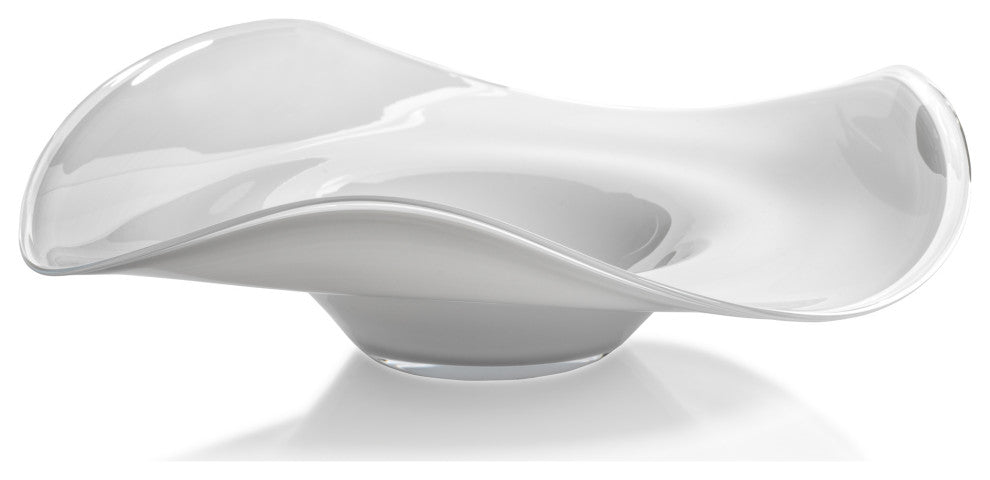Shoal Scissor Cut Opal White Wave Glass Bowl