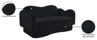 Bloom Upholstered Loveseat, Black, Velvet