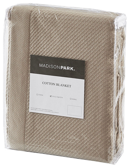 Madison Park Egyptian Cotton All-Season Woven Bedding Blanket, Khaki