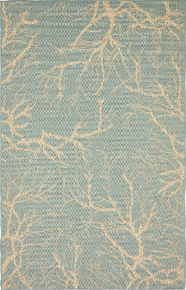 Unique Loom Light Blue Branch Outdoor 5'x8' Area Rug