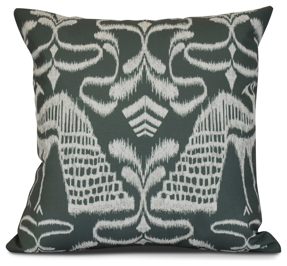 Crown, Animal Print Outdoor Pillow, Gray, 18"x18"