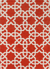 Davin Contemporary Area Rug, Orange and White, 7'x10'