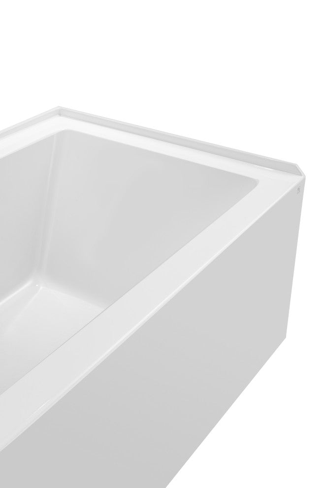 Vanity Art Alcove Soaking Acrylic Bathtub, Pure White, 48"x32", Left