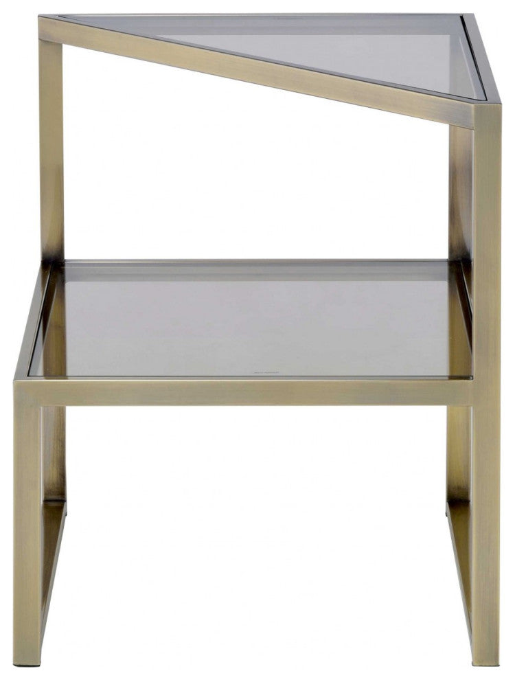 HomeRoots 18" X 18" X 22" Antique Brass Metal End Table