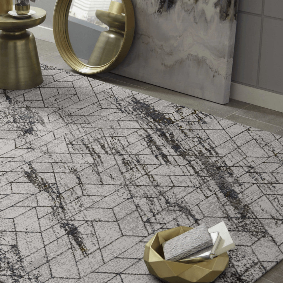 94 X 130 Ivory  Polyester Rug