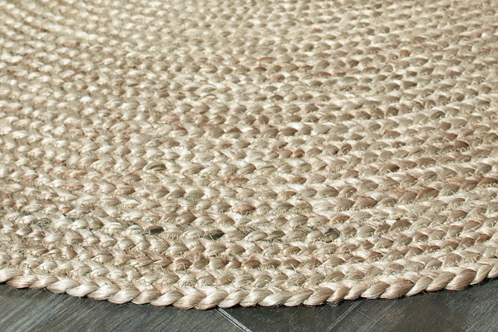 Gray Toned Organic Jute Area Rug, 8' Round