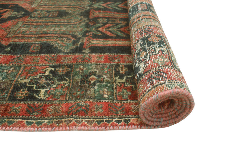 Fine Vintage Distressed Slik Blue/Ivory Runner, 3'4x7'4