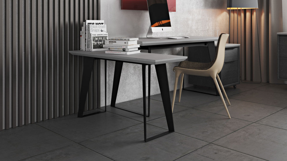 Amsterdam Desk Return, Gray Concrete
