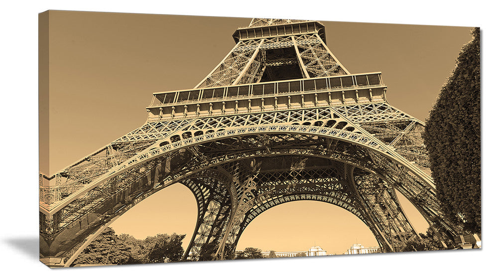 "Iconic Paris Eiffel Tower View From Ground" Cityscape Art, 32"x16"