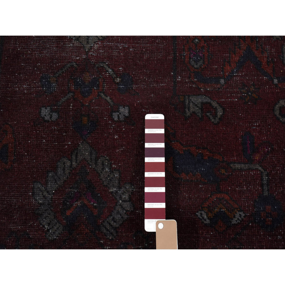 Red Overdyed Dark Persian Bakhtiar Handmade Wool Wide and Long Rug, 5'4"x9'5"