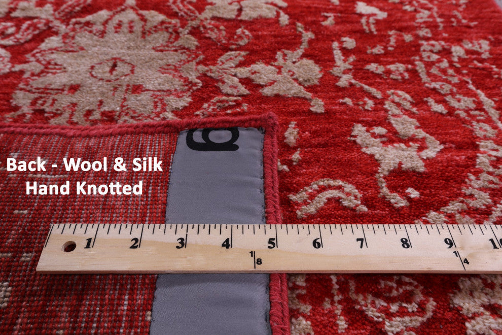 2' 5" X 14' 3" Modern Handmade Wool & Silk Runner Rug - Q14906