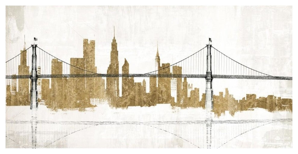 "Bridge and Skyline Gold" Digital Paper Print by Avery Tillmon, 38"x20"