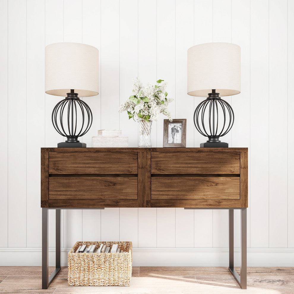 Lavish Home 2 Piece Wrought Iron Open Cage Orb Table Lamps