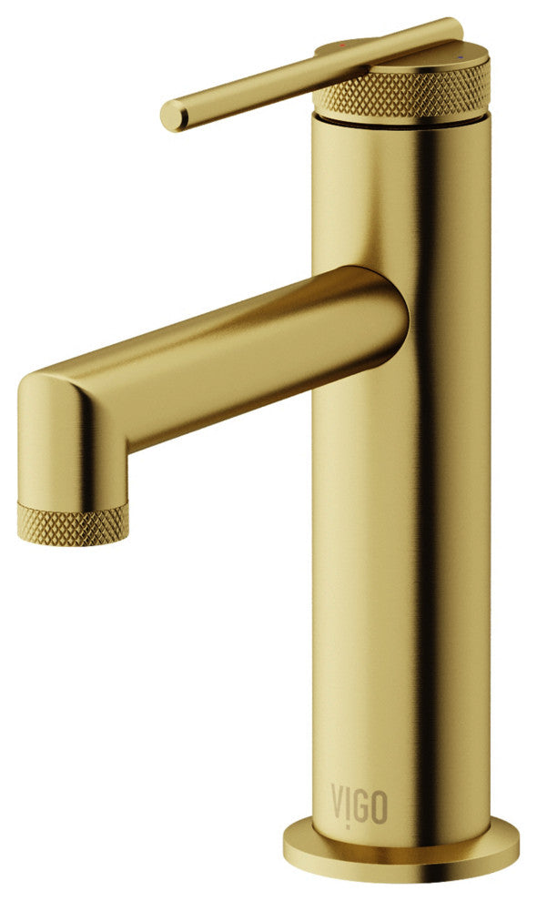 VIGO Sterling 7" H Single Handle Single Hole Bathroom Faucet, Matte Brushed Gold, Without Extras