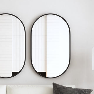 Oval Wall Mirror - Matte Black