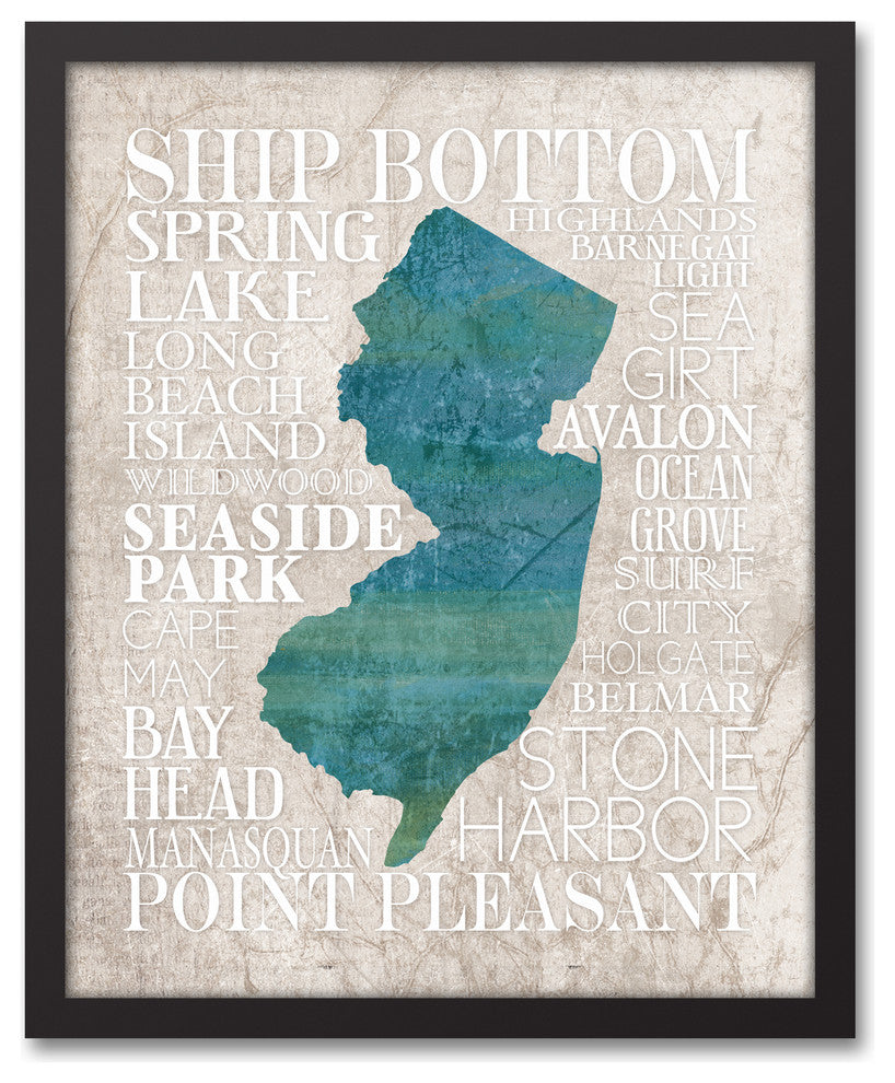Jersey Shore Cities 16x20 Black Framed Canvas