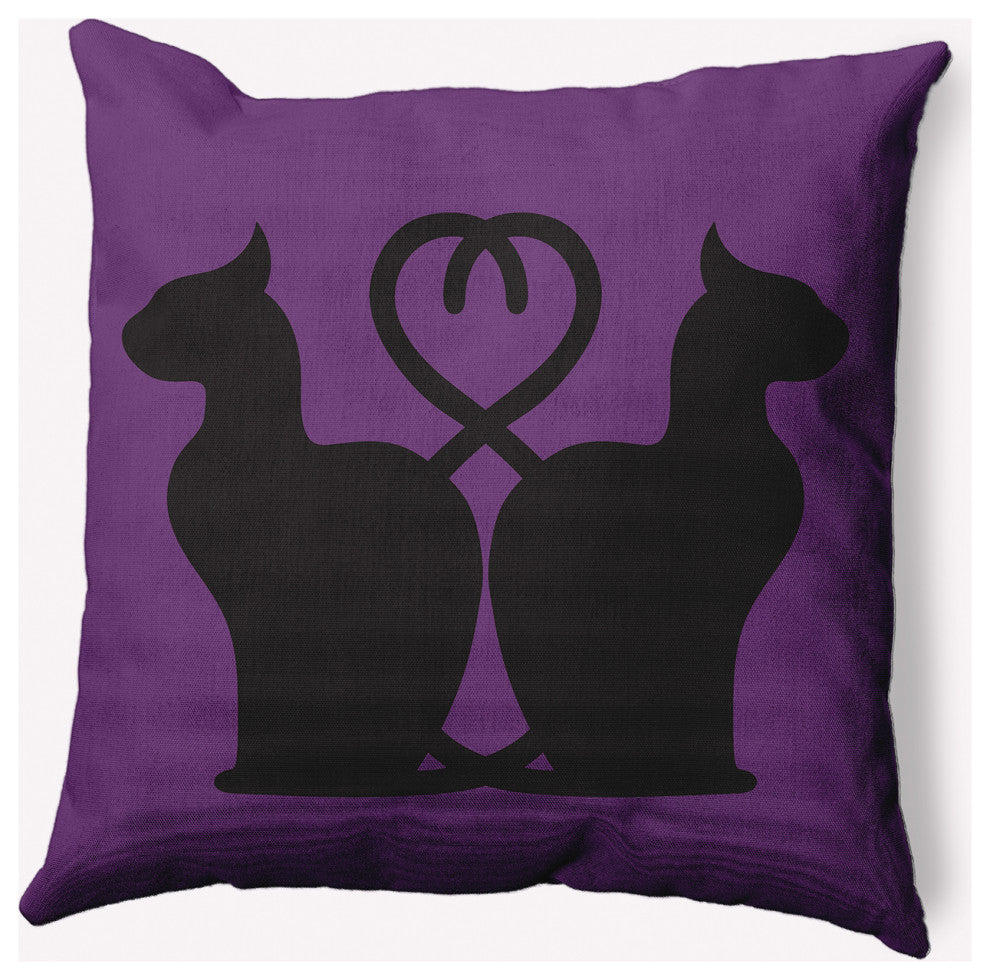 20" x 20" Conniving Cats Indoor/Outdoor Polyester Throw Pillow, Amethyst