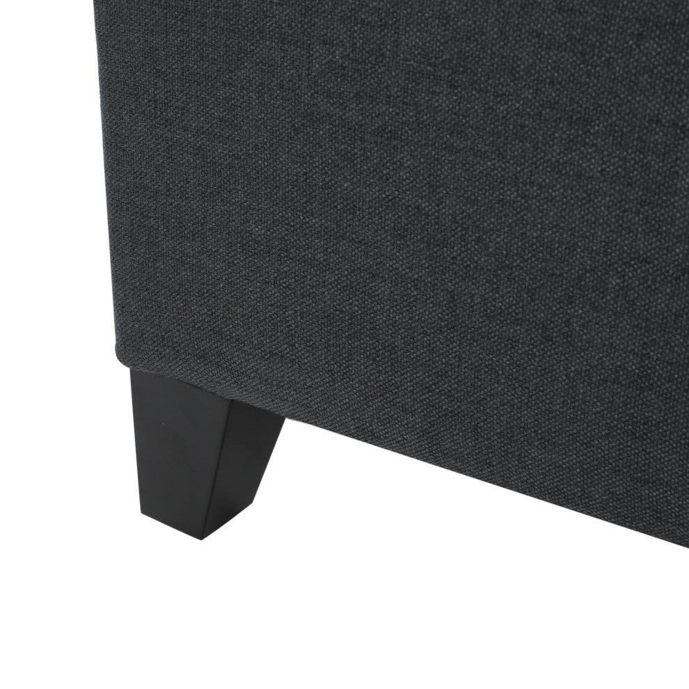GDF Studio Ottilie Contemporary Button-Tufted Storage Ottoman Bench, Dark Gray/Dark Brown