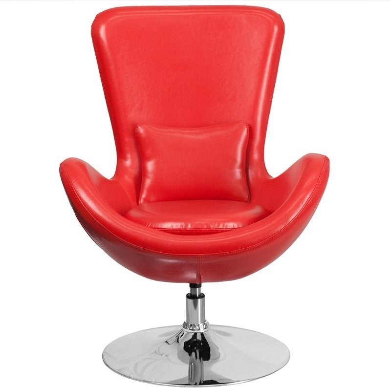 Brielle Black Fabric Side Office Egg Chair, Curved Arms, Red, Leather