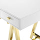 Computer Work Desk Entry Table, Wood, Metal, Gold White, Home Business Office