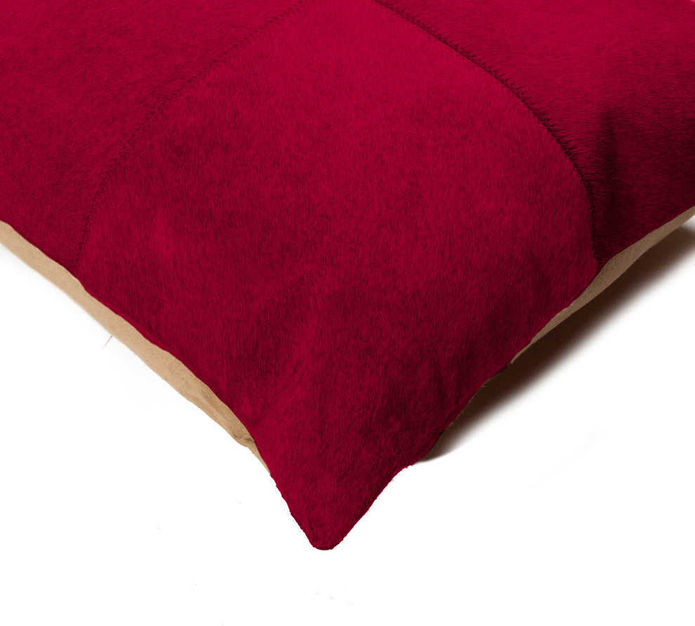 Torino Quattro Cowhide Pillow 18"x18", Wine