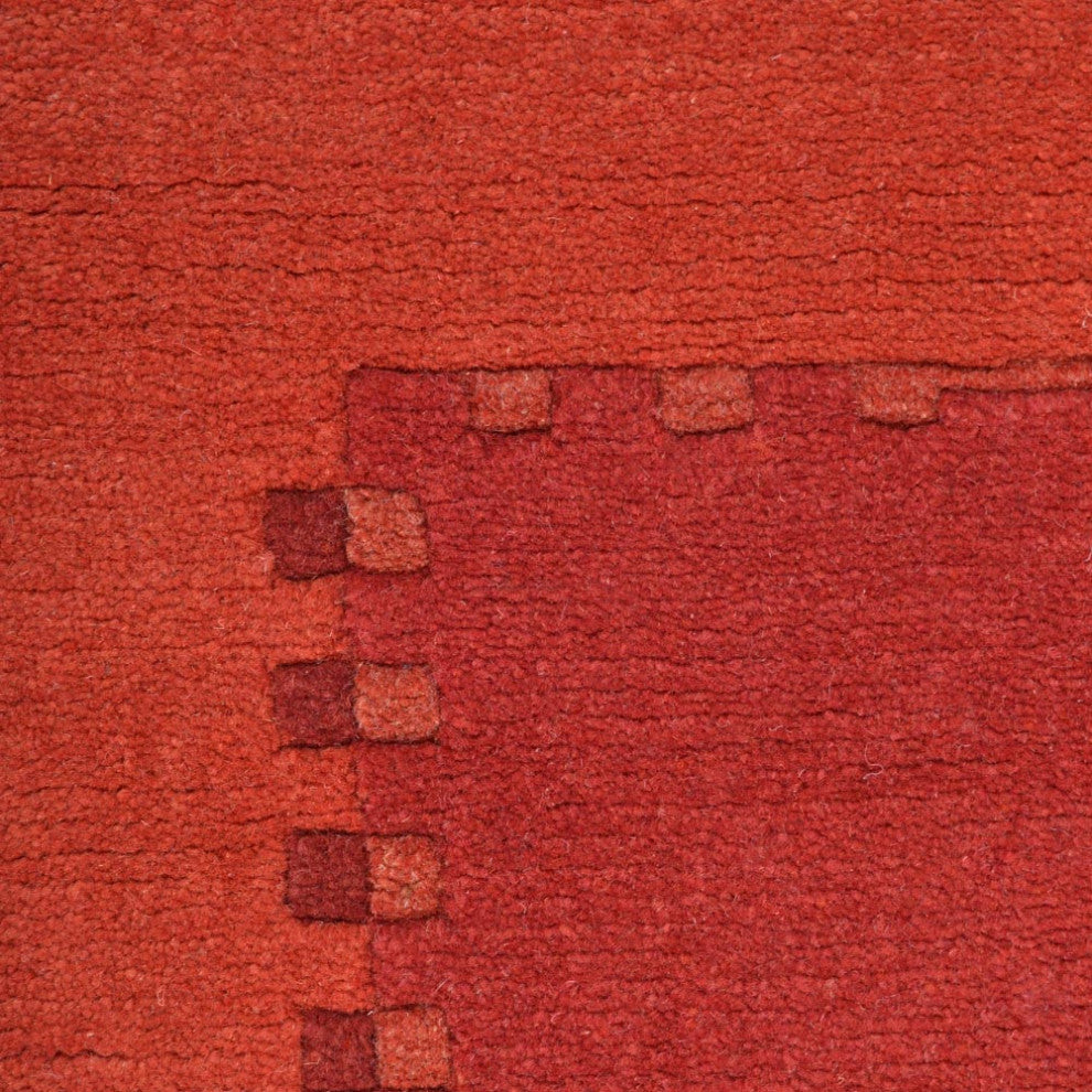 Hand Knotted Tibbati Wool 4'x6' Area Rug Contemporary Light Red