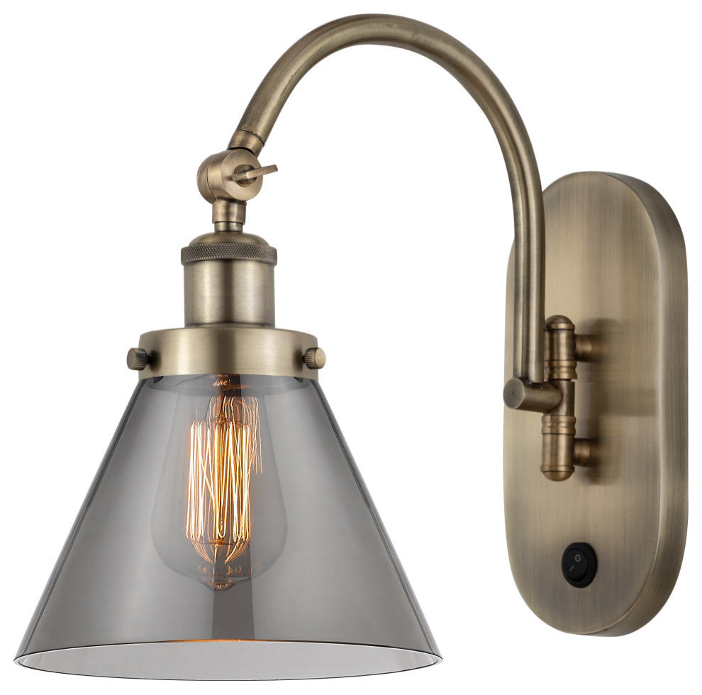 Cone Sconce, Antique Brass, Plated Smoke, Plated Smoke