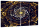 "Yellow Fractal Flowers With Violet" Digital Canvas Print, 4 Panels, 48"x28"