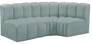 Arc Vegan Leather Upholstered 3-Pc. L-Shaped Modular Sectional, Green