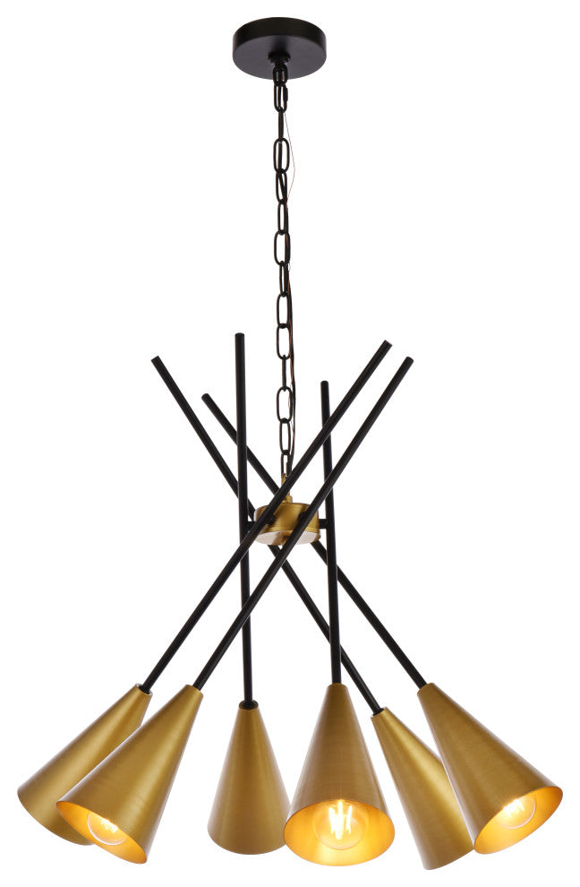 Carys 32" Pendant, Black and Brass