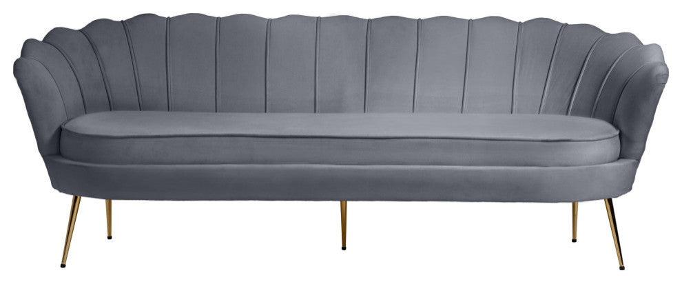 Gardenia  Velvet Upholstered Sofa, Gray