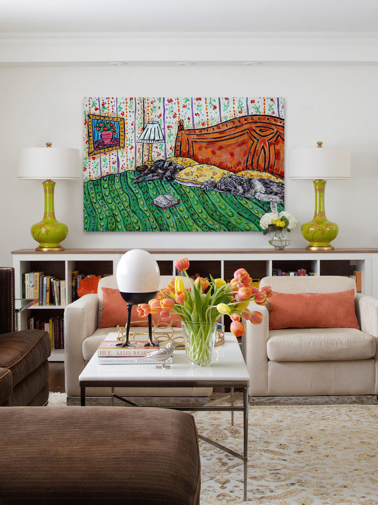 "Sleeping Dogs" Painting Print on Wrapped Canvas, 24"x16"