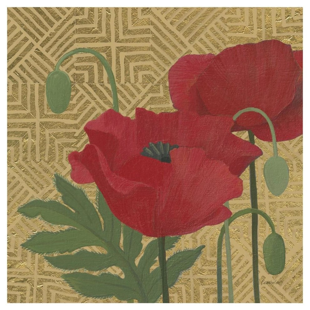 "More Poppies with Pattern" Digital Paper Print by Kathrine Lovell, 42"x42"